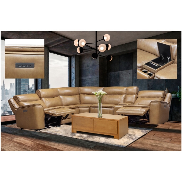 Picture of Bellwood 6Pce 2 Motion Corner Lounge Suite - Palomino Brown