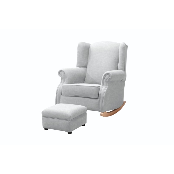 Picture of Snazzy Wingback Rocker Chair with Ottoman - Grey